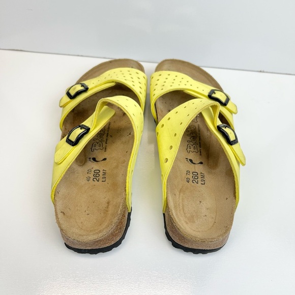 Birkenstock Birka’s Women's Yellow Two Buckle Perforated Sandals Size 9 Casual - Picture 7 of 8